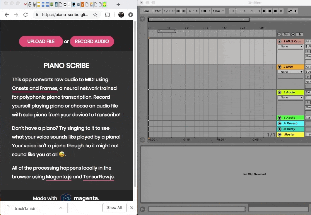 Example of recording audio and importing it into Ableton Live